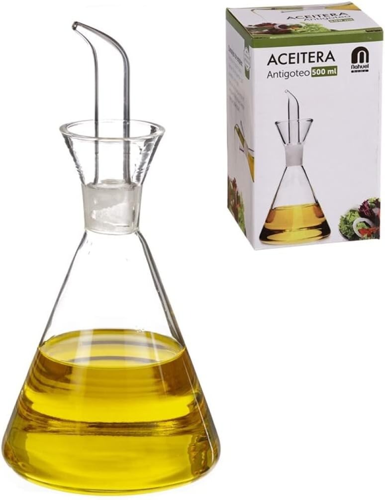 D'CASA | Aceitera antigoteo cristal 500 cc en caja, 500ml